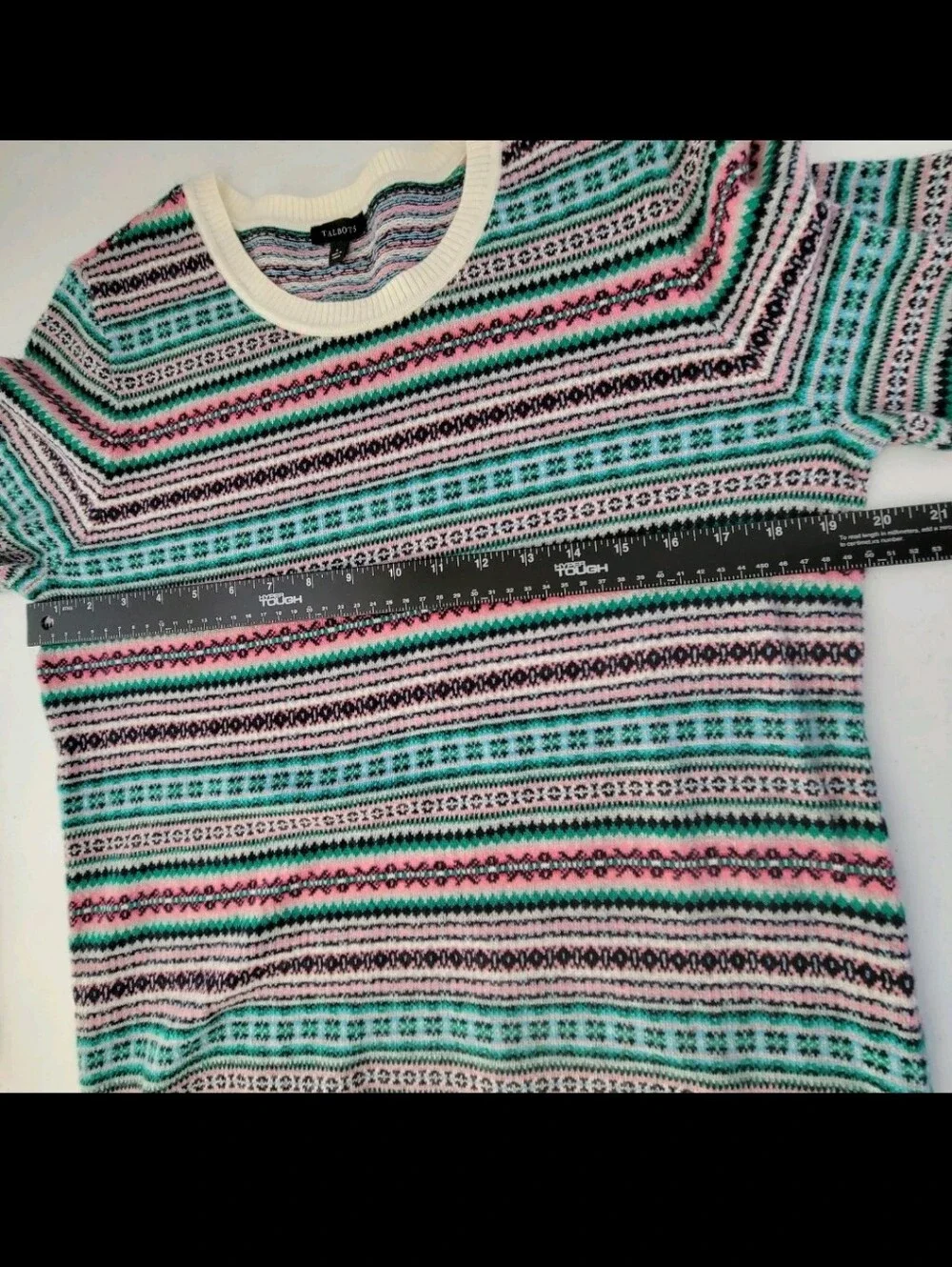 Talbots Fair Isle Lambswool Blend Crewneck Sweater Size Large EUC Layering Cozy